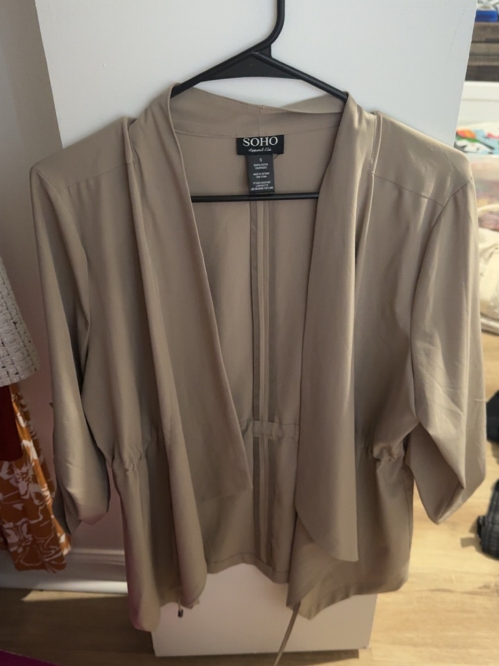 Soho Apparel Taupe Open-Front Lightweight Cardigan
